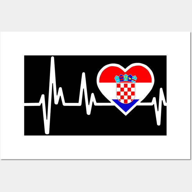 Croatia Heartbeat Flag Wall Art by Dojaja